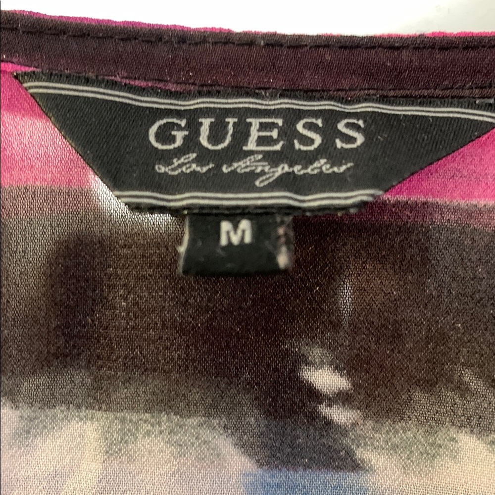 Guess Pink and Black V-Neck Blouse - Picture 4 of 10